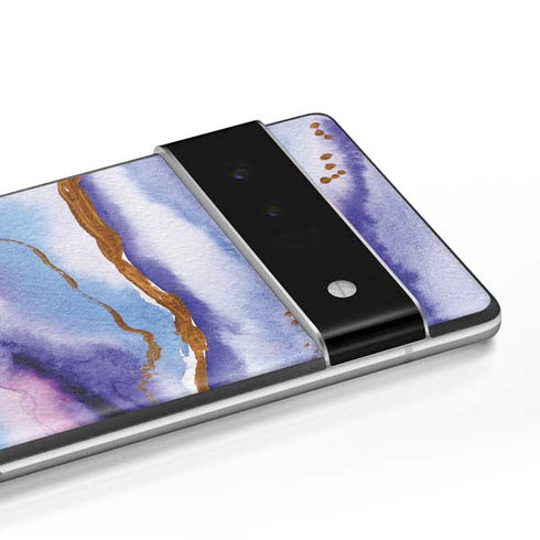 Blue Violet Watercolor Geode Google Pixel 6 Skin